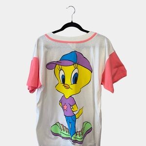 Looney Tunes original neon 90's retro button up